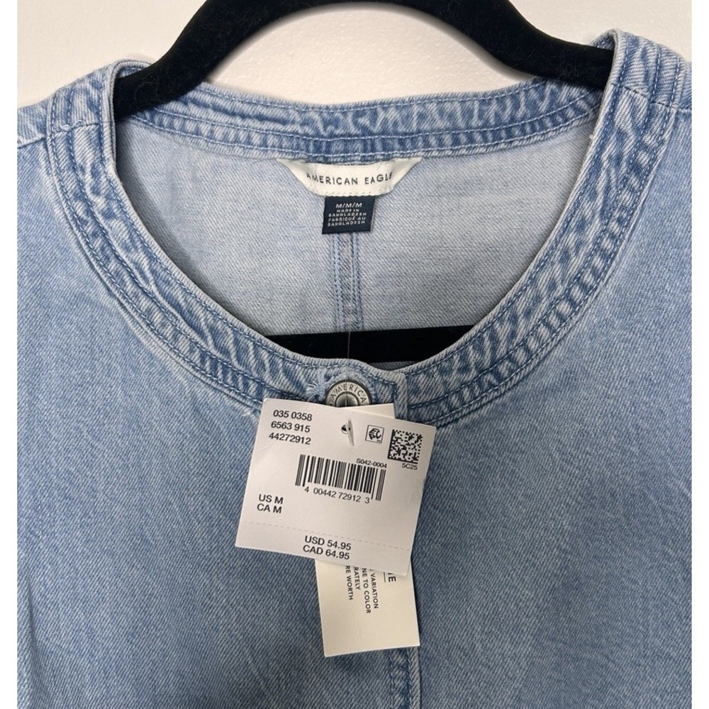 American Eagle Women's Blue Denim Vest Y2K Utility Sleek Size Medium New NWT - Picture 5 of 10